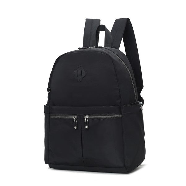 MKF Tatum Women's Backpack Mia K Silver-Tone Hardware Double Zipper Fastening Laptop Compartment Trolley Sleeve