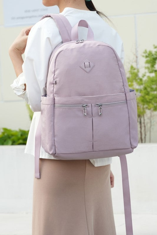 MKF Tatum Women's Backpack Mia K Silver-Tone Hardware Double Zipper Fastening Laptop Compartment Trolley Sleeve