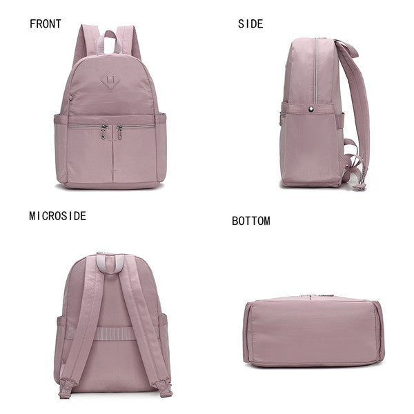 MKF Tatum Women's Backpack Mia K Silver-Tone Hardware Double Zipper Fastening Laptop Compartment Trolley Sleeve