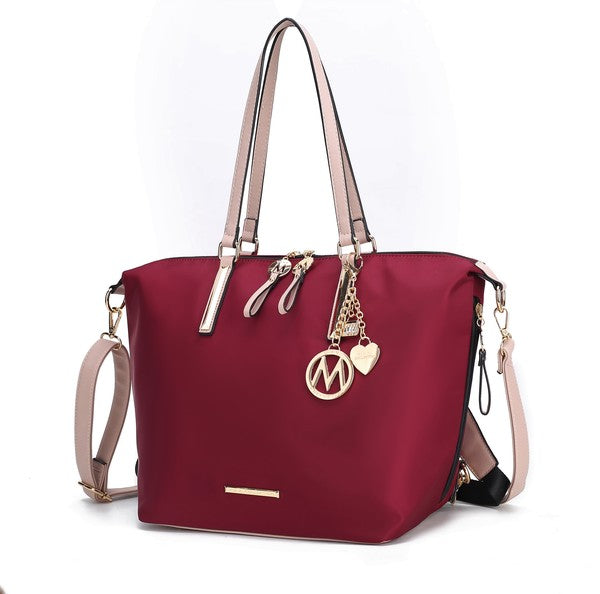 MKF Layla Solid Tote Backpack Adjustable Straps Zipper Closure Gold-tone Hardware Fabric Lining Lightweight