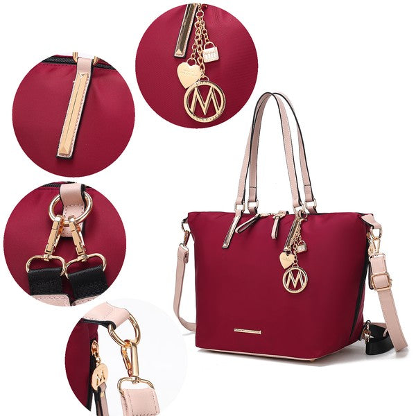 MKF Layla Solid Tote Backpack Adjustable Straps Zipper Closure Gold-tone Hardware Fabric Lining Lightweight