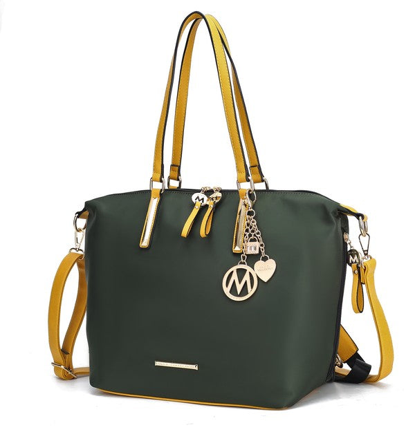 MKF Layla Solid Tote Backpack Adjustable Straps Zipper Closure Gold-tone Hardware Fabric Lining Lightweight
