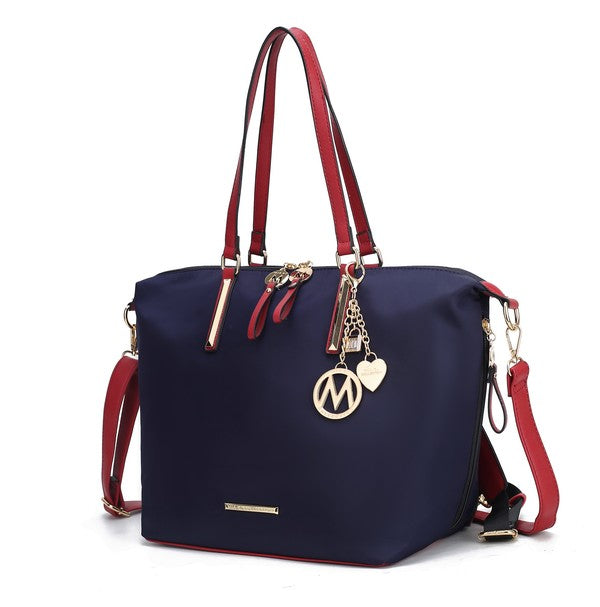 MKF Layla Solid Tote Backpack Adjustable Straps Zipper Closure Gold-tone Hardware Fabric Lining Lightweight