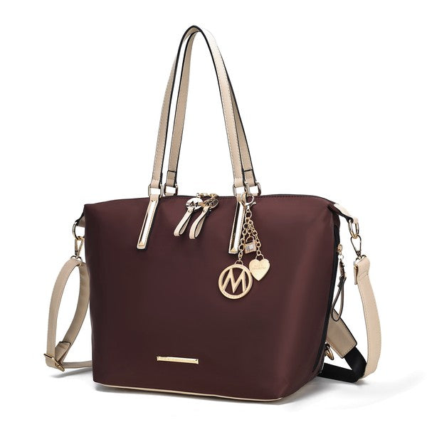 MKF Layla Solid Tote Backpack Adjustable Straps Zipper Closure Gold-tone Hardware Fabric Lining Lightweight
