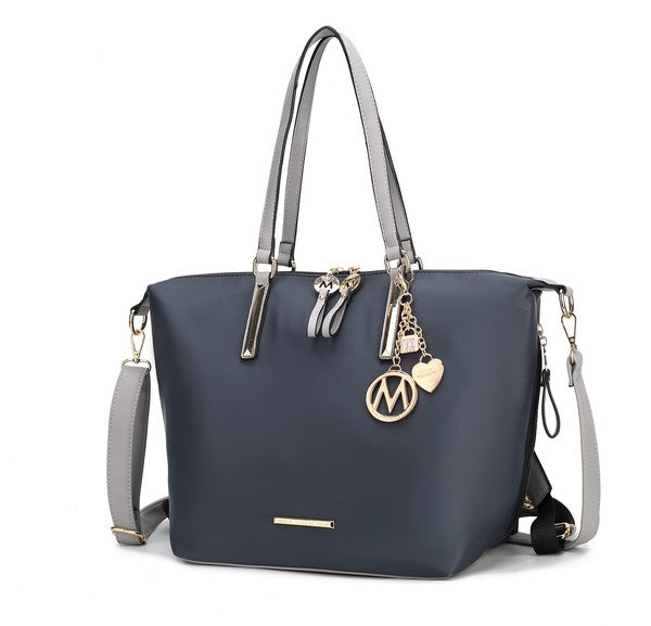 MKF Layla Solid Tote Backpack Adjustable Straps Zipper Closure Gold-tone Hardware Fabric Lining Lightweight