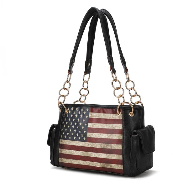 MKF Alaina Women's Shoulder Bag with Gold-tone Hardware, Zip Fastening, Multiple Pockets, 11.8 Inch Handle Drop