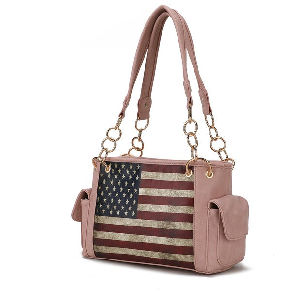 MKF Alaina Women's Shoulder Bag with Gold-tone Hardware, Zip Fastening, Multiple Pockets, 11.8 Inch Handle Drop