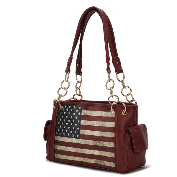 MKF Alaina Women's Shoulder Bag with Gold-tone Hardware, Zip Fastening, Multiple Pockets, 11.8 Inch Handle Drop