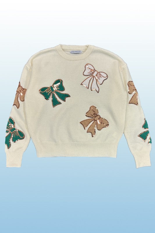Sequins bow sweater