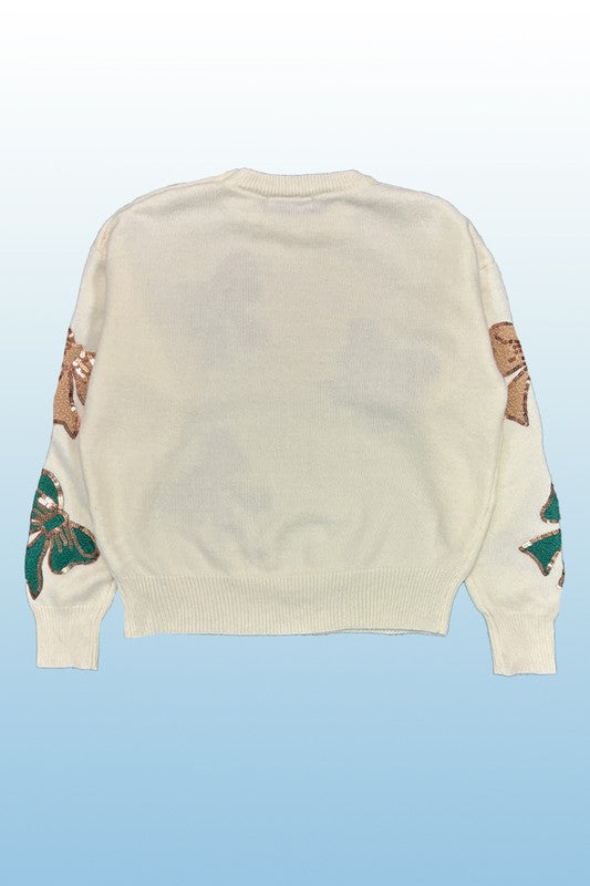 Sequins bow sweater