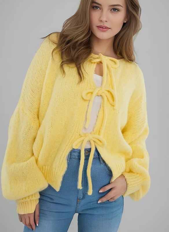 V-neck front tie Cardigan