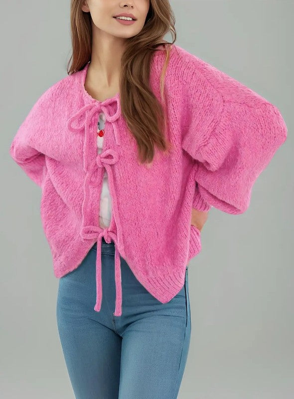 V-neck front tie Cardigan