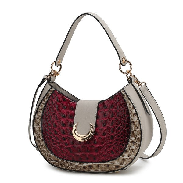 MKF Jain Croc-Embossed Shoulder Bag