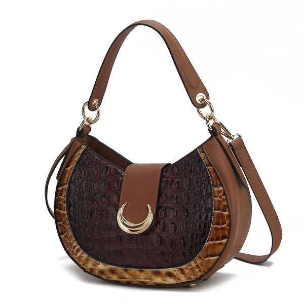 MKF Jain Croc-Embossed Shoulder Bag