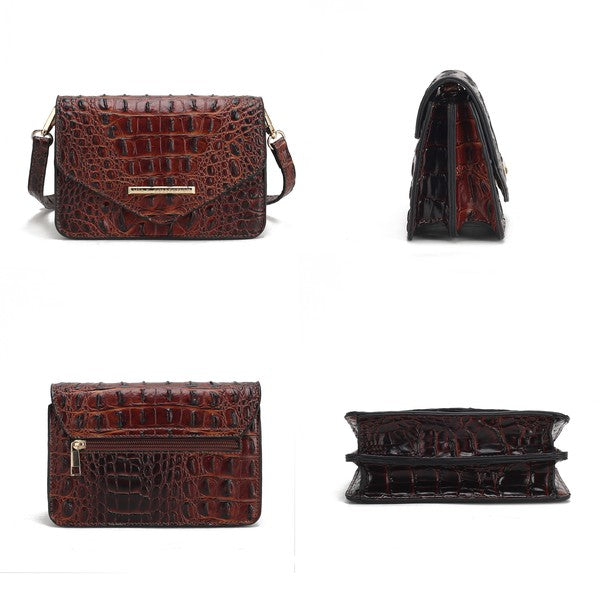 MKF Vanta Solid Croc-Embossed Saddle Bag by Mia K