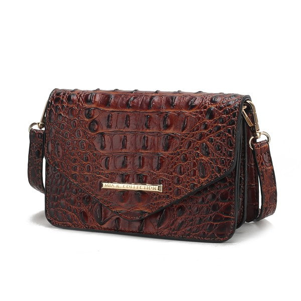 MKF Vanta Solid Croc-Embossed Saddle Bag by Mia K