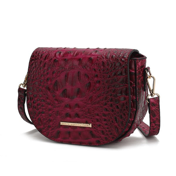 MKF Amalia Solid Croc-Embossed Crossbody Bag