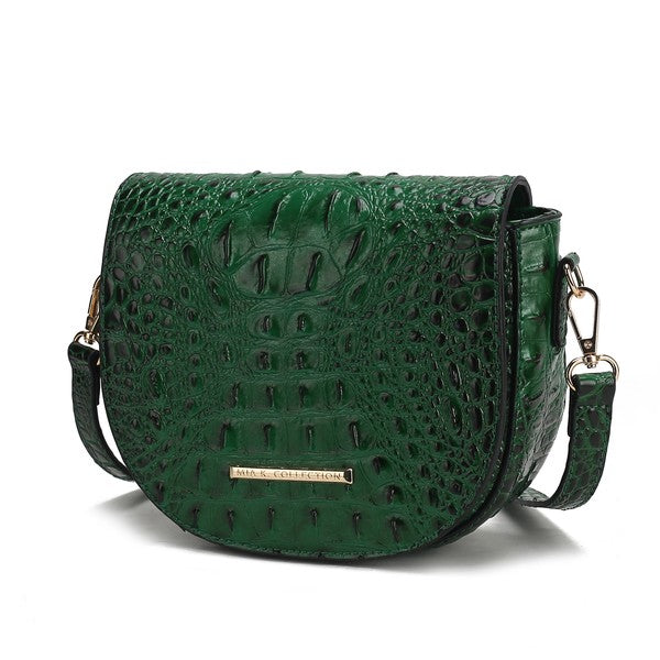 MKF Amalia Solid Croc-Embossed Crossbody Bag