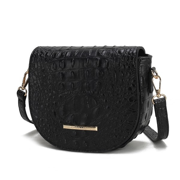 MKF Amalia Solid Croc-Embossed Crossbody Bag