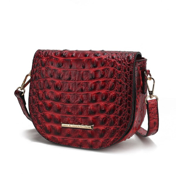 MKF Amalia Solid Croc-Embossed Crossbody Bag