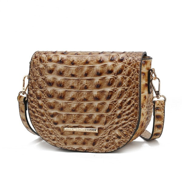 MKF Amalia Solid Croc-Embossed Crossbody Bag