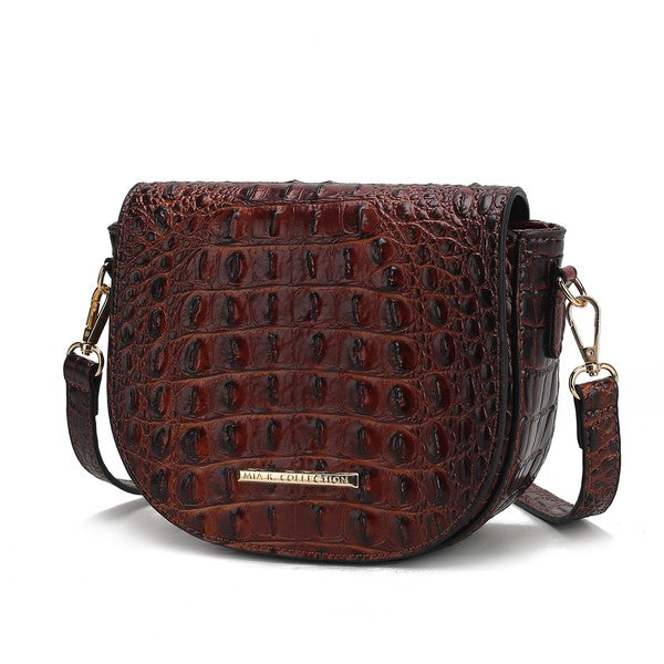 MKF Amalia Solid Croc-Embossed Crossbody Bag