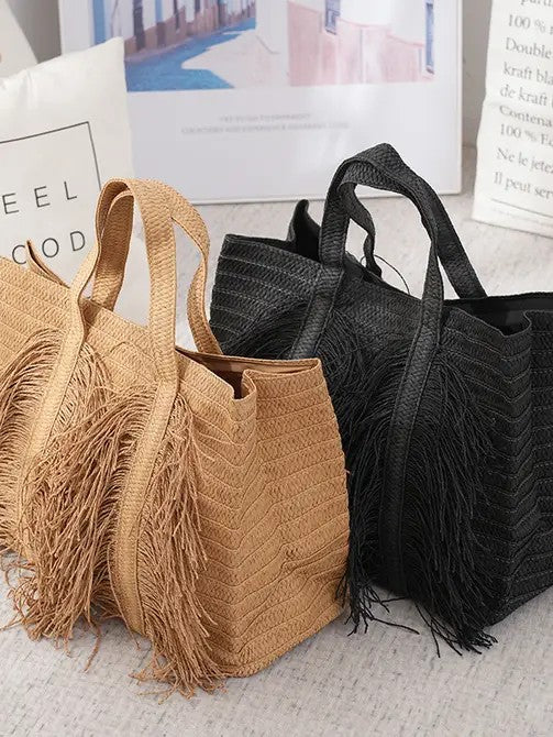 Fringe Handbag with Multiple Compartments, Durable Material, Adjustable Strap, Stylish Design, Made in China