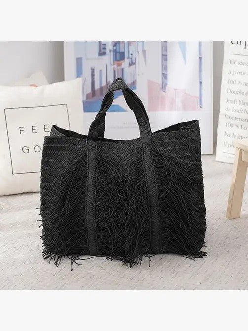 Fringe Handbag with Multiple Compartments, Durable Material, Adjustable Strap, Stylish Design, Made in China