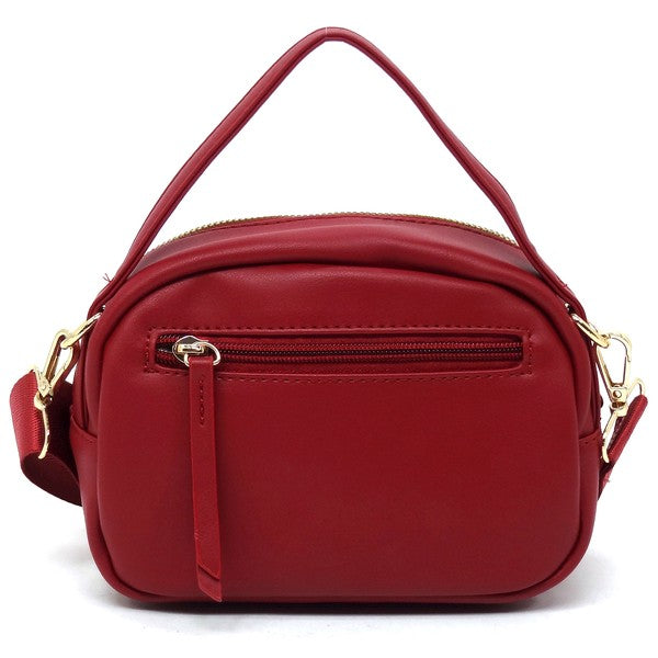 Top Handle Crossbody Bag Faux Vegan Leather Zip Closure Gold-Tone Hardware Detachable Strap L 7.5 H 5.5 W 3