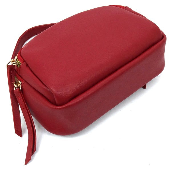 Top Handle Crossbody Bag Faux Vegan Leather Zip Closure Gold-Tone Hardware Detachable Strap L 7.5 H 5.5 W 3