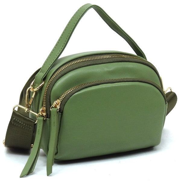 Top Handle Crossbody Bag Faux Vegan Leather Zip Closure Gold-Tone Hardware Detachable Strap L 7.5 H 5.5 W 3