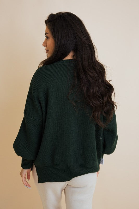 Oversized Pullover Sweater with Ribbed Details in Soft Acrylic Fabric