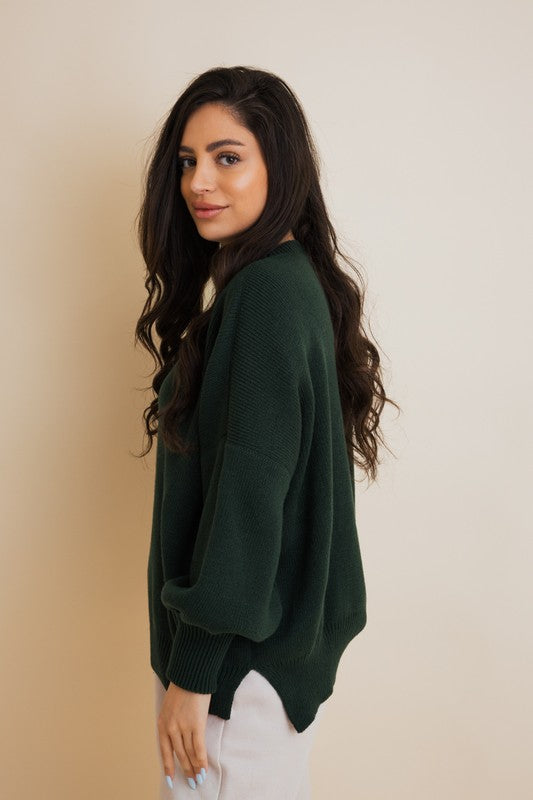 Oversized Pullover Sweater with Ribbed Details in Soft Acrylic Fabric