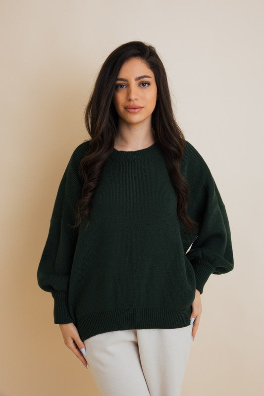 Oversized Pullover Sweater with Ribbed Details in Soft Acrylic Fabric