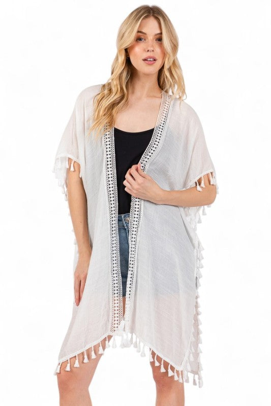 Fringe Tassel Light Weight Kimono Cardigan