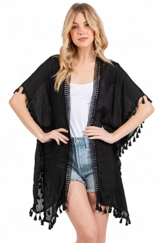 Fringe Tassel Light Weight Kimono Cardigan