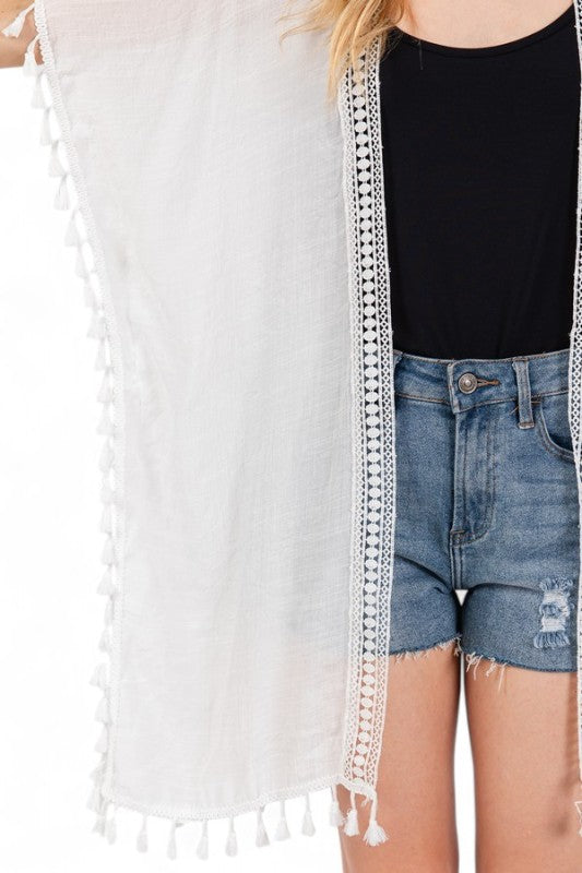 Fringe Tassel Light Weight Kimono Cardigan