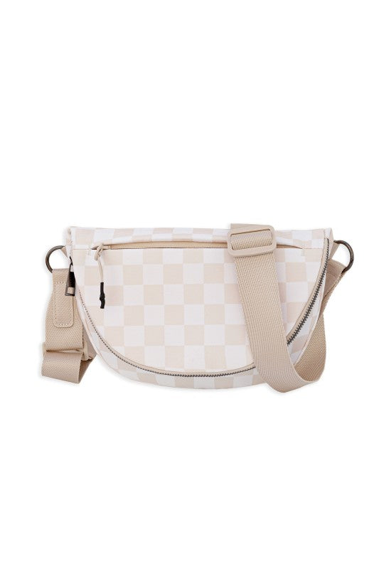 Olivia Nylon Checkered Foldover Crossbody
