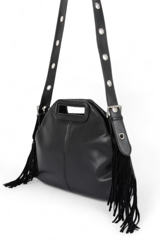 Leather Fringe Top Handle Convertible Shoulder Bag – Savvy Stylish