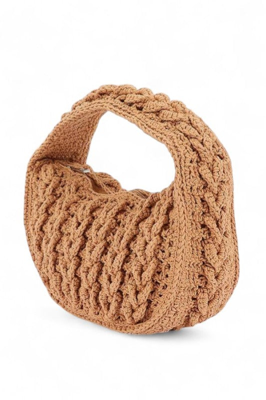 Cotton Braided Top Handle Small Shoudler Bag