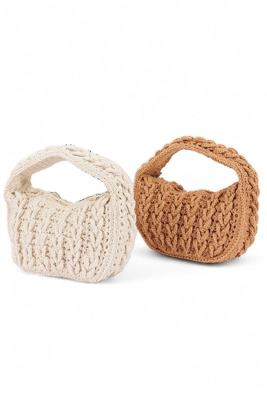 Cotton Braided Top Handle Small Shoudler Bag