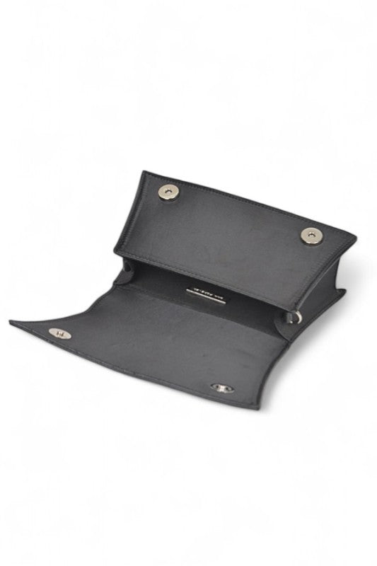 Crystal Heart Satin Top Handle Convertible Clutch