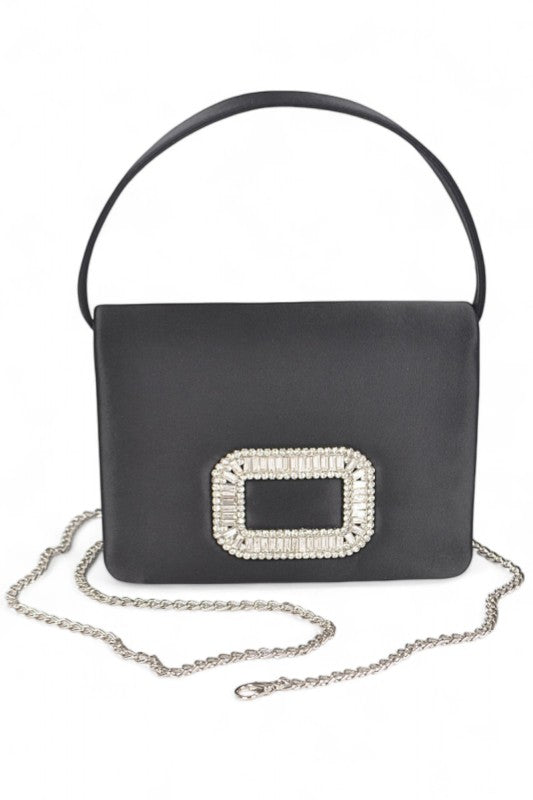 Crystal Accent Top Handle Convertible Party Clutch