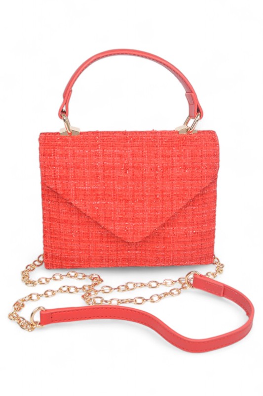 Tweed Fabric Top Handle Crossbody Swing Bag
