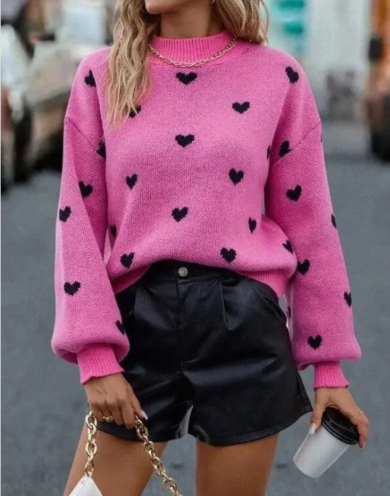 All over heart sweater