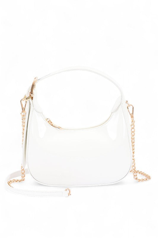 Patent Faux Leather Top Handle Swing Bag