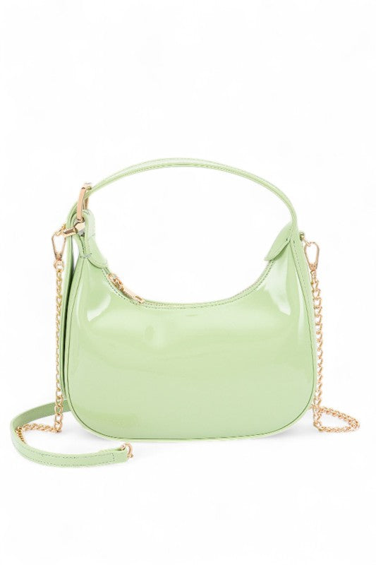 Patent Faux Leather Top Handle Swing Bag