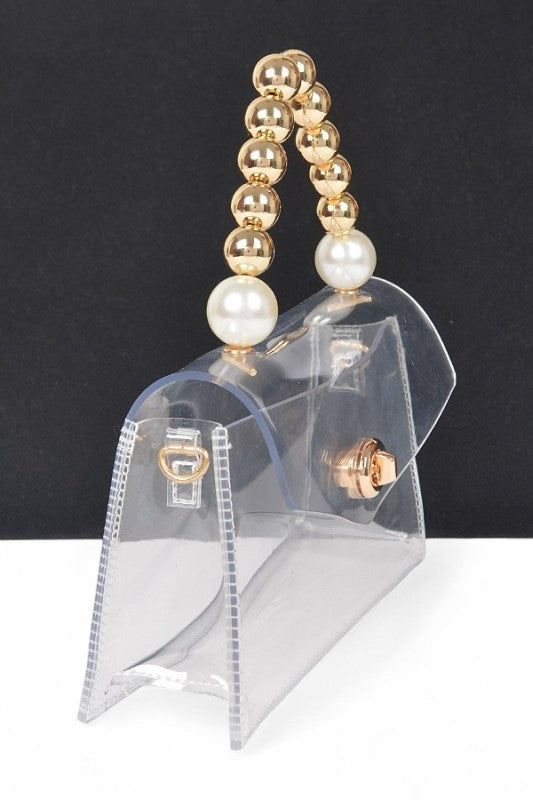 Metallic Beaded Top Handle Stadium Event Bag