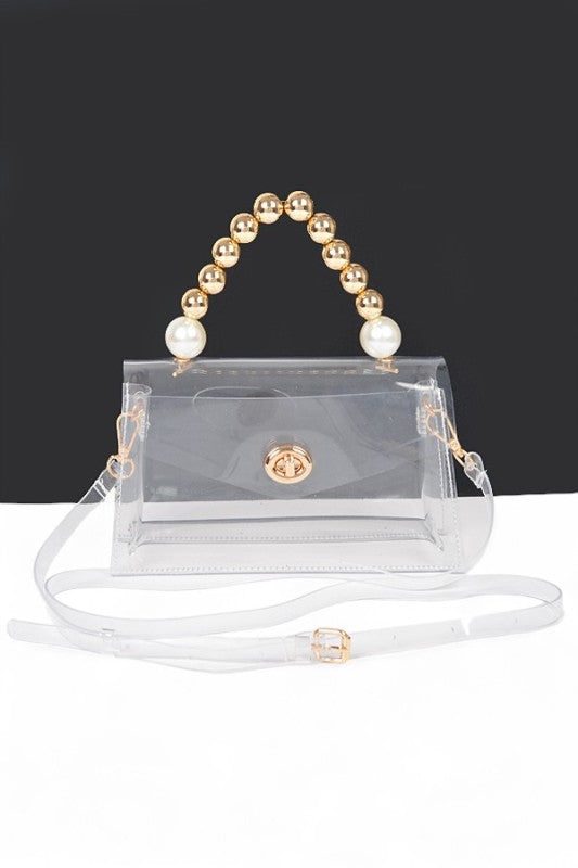 Metallic Beaded Top Handle Stadium Event Bag