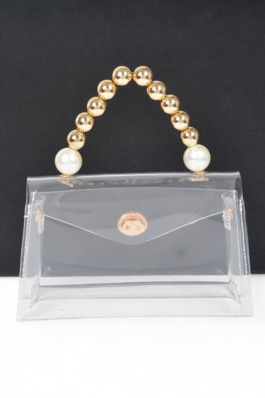 Metallic Beaded Top Handle Stadium Event Bag